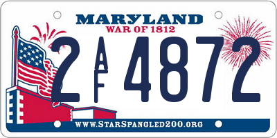 MD license plate 2AF4872