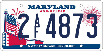 MD license plate 2AF4873