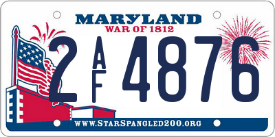 MD license plate 2AF4876