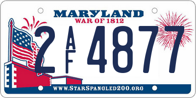 MD license plate 2AF4877