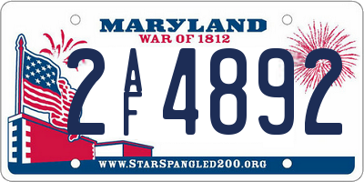 MD license plate 2AF4892