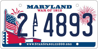 MD license plate 2AF4893