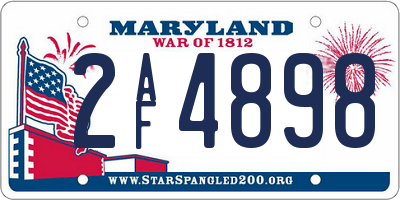 MD license plate 2AF4898