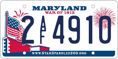 MD license plate 2AF4910