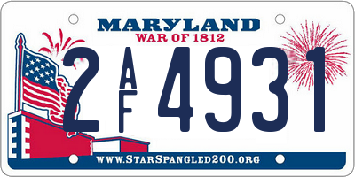 MD license plate 2AF4931