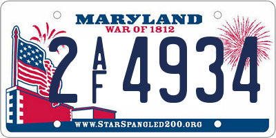 MD license plate 2AF4934
