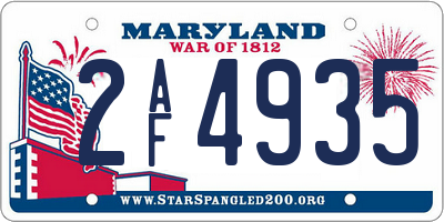 MD license plate 2AF4935
