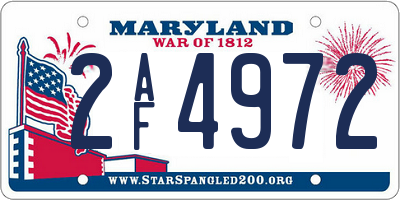 MD license plate 2AF4972