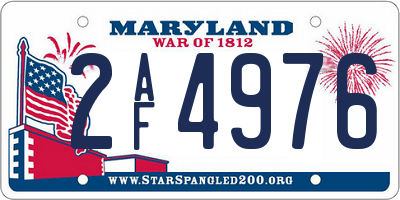 MD license plate 2AF4976