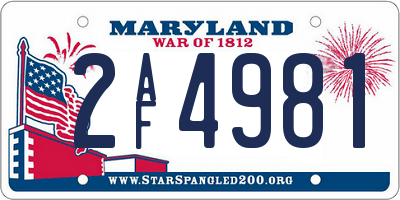 MD license plate 2AF4981