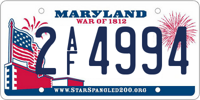 MD license plate 2AF4994