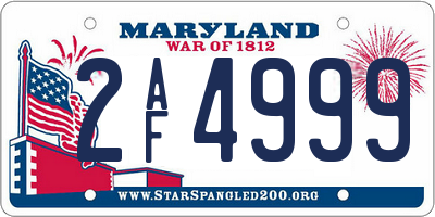 MD license plate 2AF4999