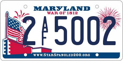 MD license plate 2AF5002