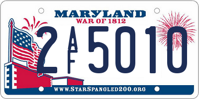 MD license plate 2AF5010