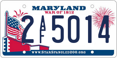 MD license plate 2AF5014