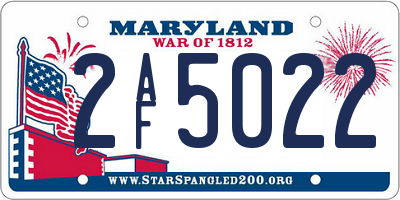 MD license plate 2AF5022