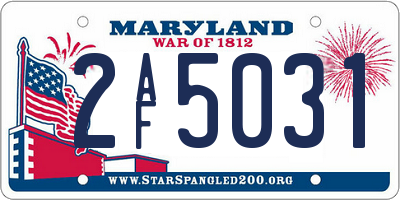 MD license plate 2AF5031