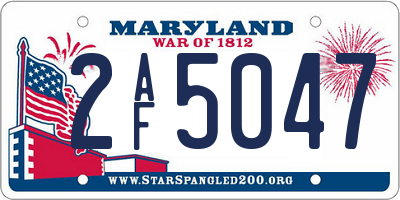 MD license plate 2AF5047