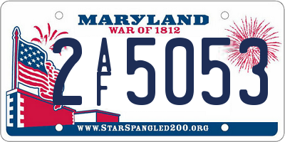 MD license plate 2AF5053