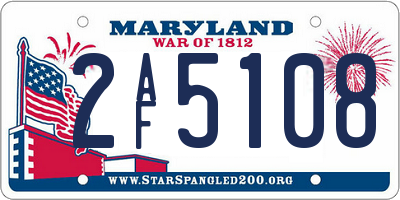 MD license plate 2AF5108
