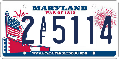 MD license plate 2AF5114