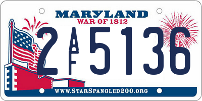 MD license plate 2AF5136