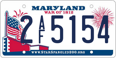 MD license plate 2AF5154