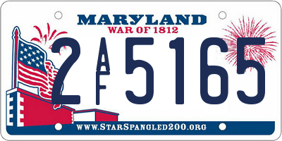MD license plate 2AF5165