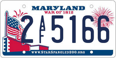MD license plate 2AF5166