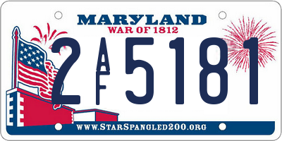 MD license plate 2AF5181
