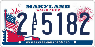 MD license plate 2AF5182
