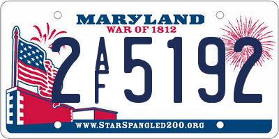 MD license plate 2AF5192