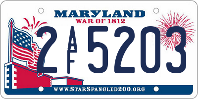 MD license plate 2AF5203