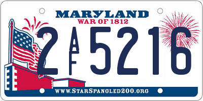 MD license plate 2AF5216