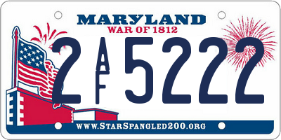 MD license plate 2AF5222