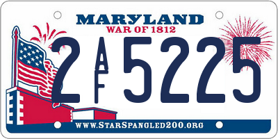 MD license plate 2AF5225