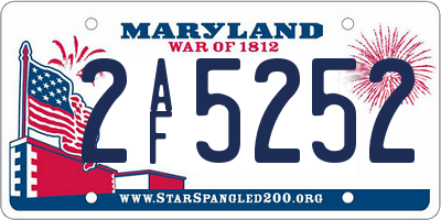MD license plate 2AF5252