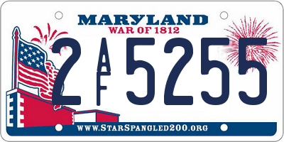 MD license plate 2AF5255