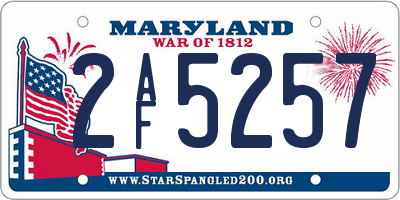 MD license plate 2AF5257