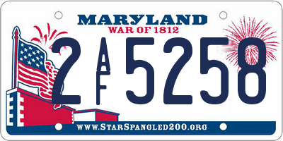 MD license plate 2AF5258