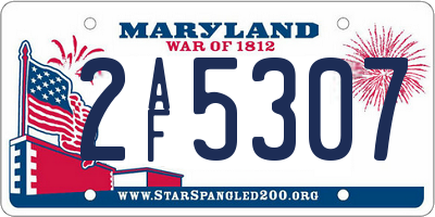 MD license plate 2AF5307
