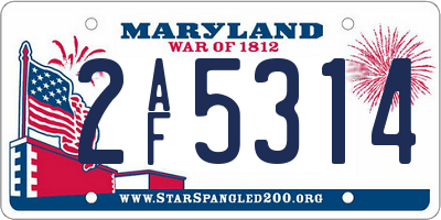 MD license plate 2AF5314
