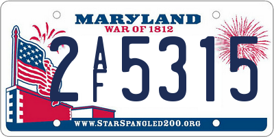 MD license plate 2AF5315