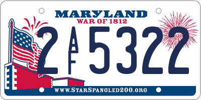 MD license plate 2AF5322