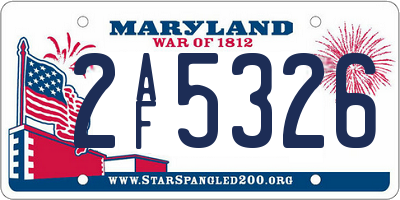 MD license plate 2AF5326