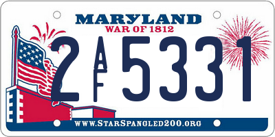 MD license plate 2AF5331