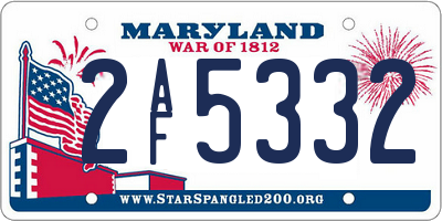 MD license plate 2AF5332