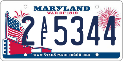 MD license plate 2AF5344