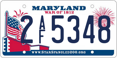 MD license plate 2AF5348