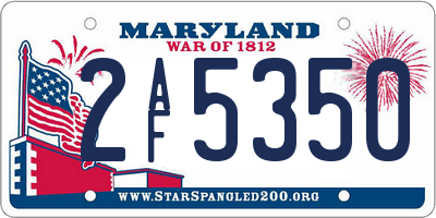 MD license plate 2AF5350